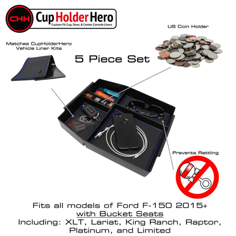 CupHolderHero for Ford F150 Organizer Tray 2015-2020 (Bucket Seat)